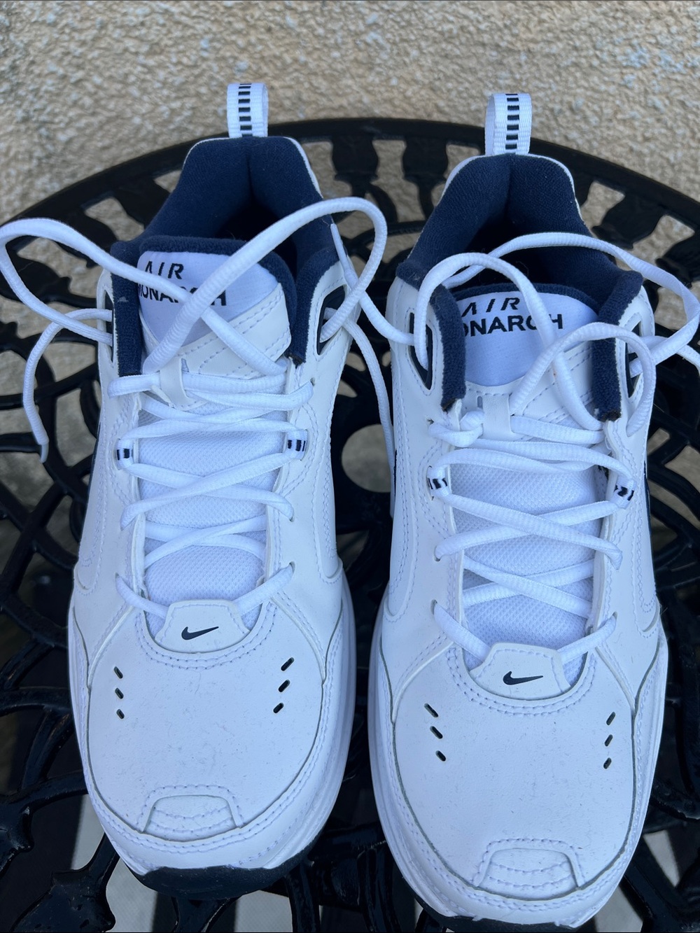Nike White and Navy Low-Top Athletic Sneakers